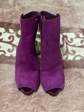 Women’s Purple Suede Peep-Toe Ankle Boots